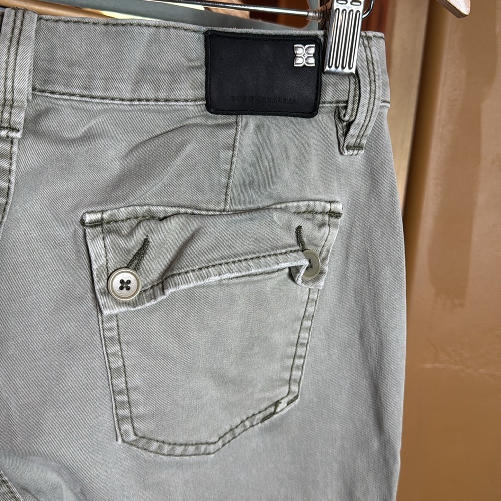 BCBGMaxAzria Moto Skinny Jeans Olive Green Zip Ankle Low Rise Sz 28 - Picture 11 of 15